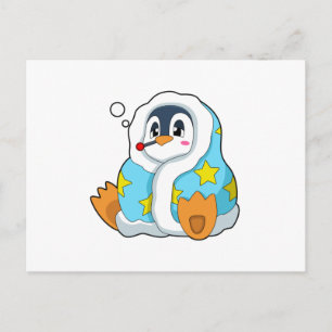臨床用体温計を持つペンギン ポストカード