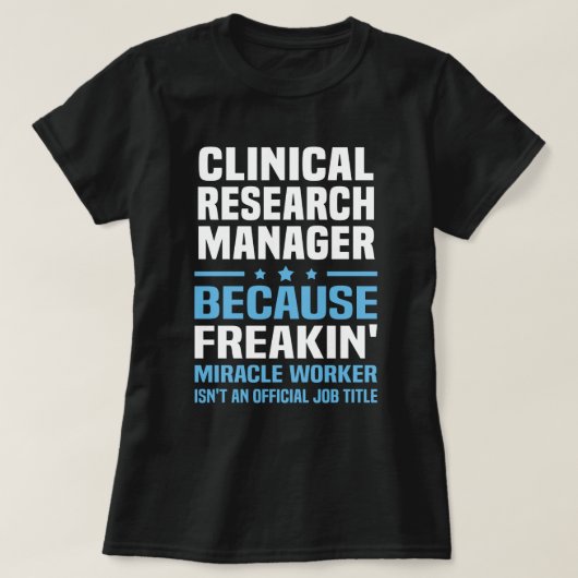 臨床研究マネージャー Tシャツ (デザイン正面)