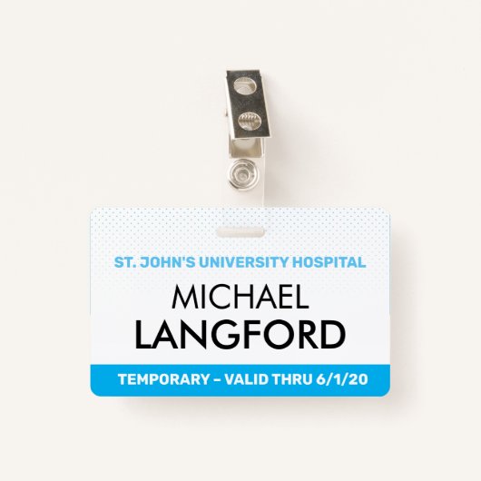 臨時従業員名バッジ|カスタム文字色 バッジ (正面クリップ)