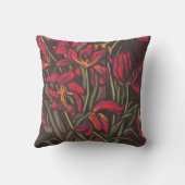 臨終のチューリップ赤い花のステートメント絵画フローラ クッション (裏面)