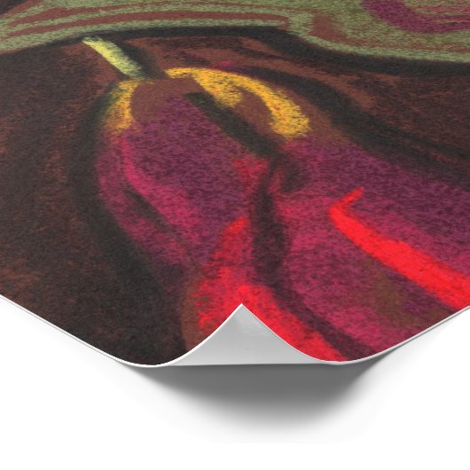 臨終のチューリップ赤い花のステートメント絵画フローラ ポスター (角)