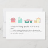 自おもしろい宅所有権の定義引っ越し祝いパーティーパーティー 招待状 (正面)