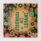 自かわいらし身に投資おもしろい黄色フローラ ジグソーパズル (横)