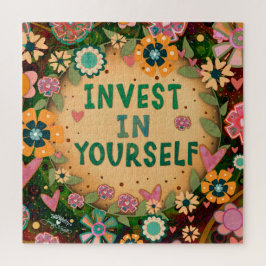 自かわいらし身に投資おもしろい黄色フローラ ジグソーパズル