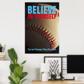 自やる気を起こさせる分の信じ野球 ポスター (ホームオフィス)