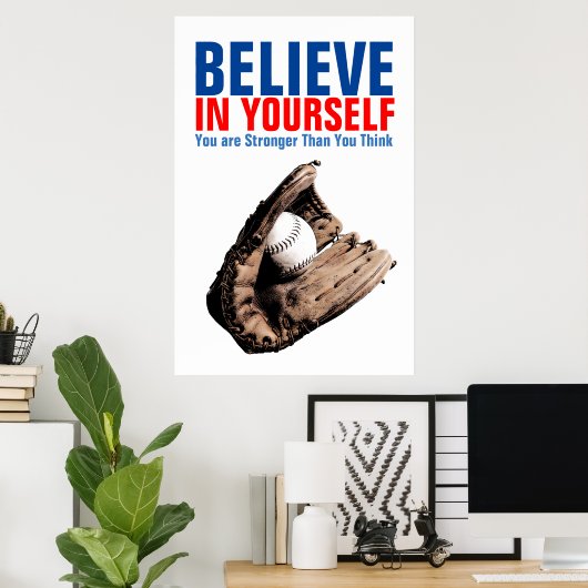 自やる気を起こさせる分信じの引用文 ポスター (ホームオフィス)