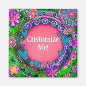 自カスタマイズ分のピンクフローラ吸光磁石 マグネット (正面)