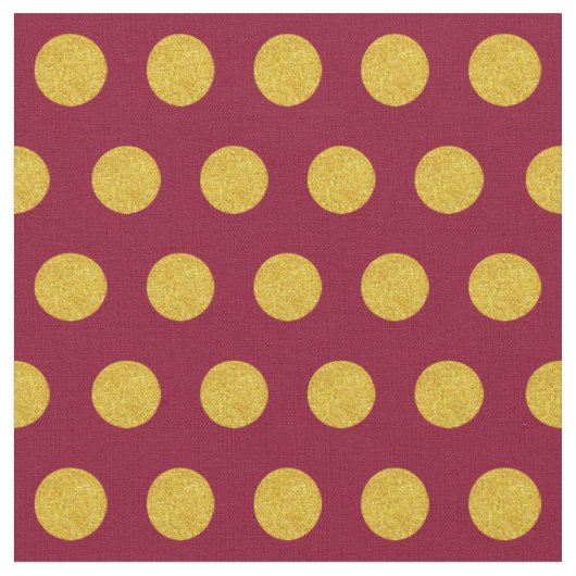 自カスタマイズ分の金ゴールド水玉模様のパターンが赤 ファブリック (クローズアップ)