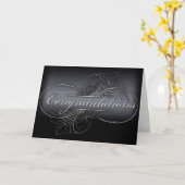 自カスタマイズ分の銀の卒業デザイン カード (黄色い花)