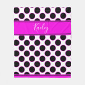 自カスタマイズ分 – ピンクと水玉模様デザイン フリースブランケット (正面)