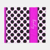 自カスタマイズ分 – ピンクと水玉模様デザイン フリースブランケット (正面(横))