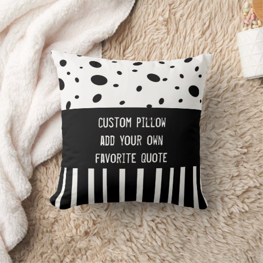自カスタム分の引用文のドットとストライプ クッション (ブランケット)