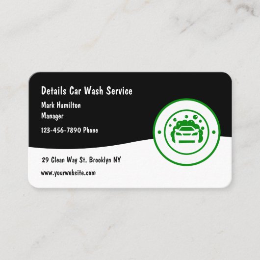 自カッコいい動詳細化と洗車 名刺 (正面)