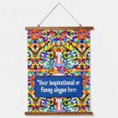 自カラフル分のジャングインスパイアおもしろい文字 吊り下げ型タペストリー (正面)