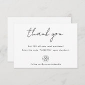 自ミニマル分のロゴビジネスサンキューカード サンキューカード (正面/裏面)
