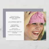 自モダン分のフォトブライダルシャワー 招待状 (正面/裏面)