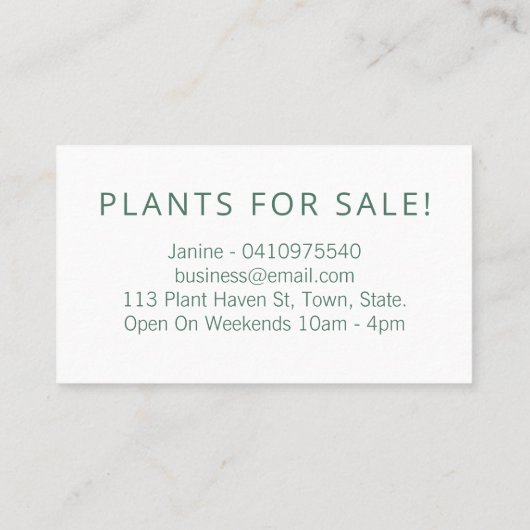 自リラックスさせる家葉生育屋内植物子供部屋 名刺 (裏面)