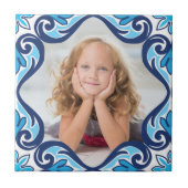 自作写真青白アズレホス陶磁瓦 タイル (正面)