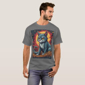 自信ある猫:知恵のスマイル Tシャツ (正面フル)