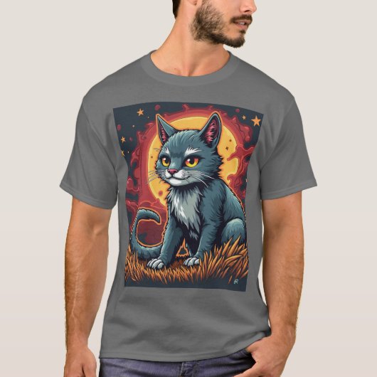 自信ある猫:知恵のスマイル Tシャツ (正面)