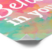 自信じやる気を起こさせる分の引用文水の色 ポスター (角)