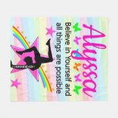 自信じ体操デザイン フリースブランケット (正面(横))