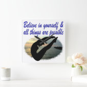 自信じ分でダイバーの夢 スクエア壁時計 (ホーム)