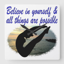 自信じ分でダイバーの夢 スクエア壁時計