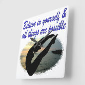 自信じ分でダイバーの夢 スクエア壁時計 (傾斜)