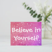 自信じ分のピンクの輝く《写真》ぼけ味はがき ポストカード (スタンド正面)