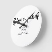 自信じ分の文字とイメージ ラウンド壁時計 (傾斜)