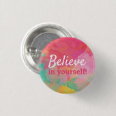 自信じ前向き分の引用文水の色 缶バッジ (正面&裏面)