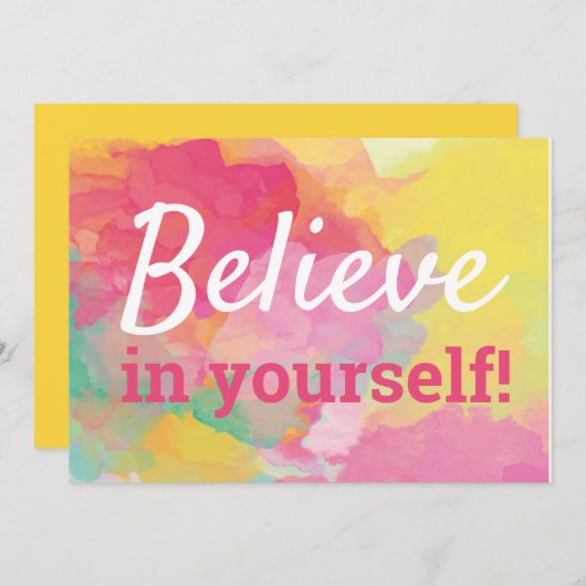 自信じ感動的分の引用文水の色 サンキューカード (正面/裏面)