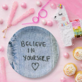 自信じ身でブルー・デニやる気を起こさせるム ペーパープレート (パーティー)