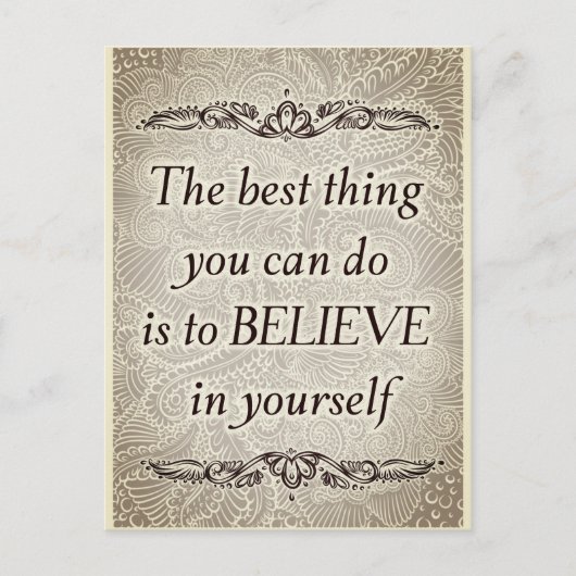 自信じ身で – エレガント引用文 ポストカード (正面)