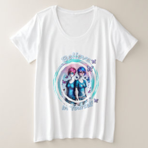 自信じ身で プラスサイズTシャツ