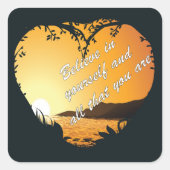 自信じ身で – 感動的ハート スクエアシール (正面)