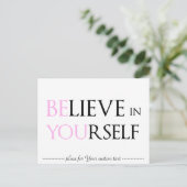 自信じ身で – Be Youモチベーション引用文ミーム ポストカード (スタンド正面)