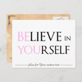 自信じ身で – Be Youモチベーション引用文ミーム ポストカード (正面/裏面)