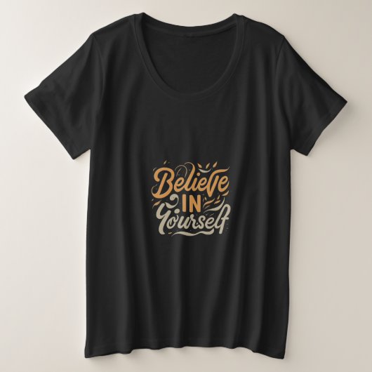 自信じ身で – Plus Size Women's T-Shirt プラスサイズTシャツ (デザイン正面)