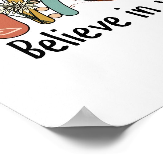 自信じ身にやる気を起こさせる虹の花 ポスター (角)