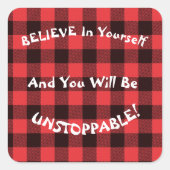 自信じ身に止められな市松模様にい スクエアシール (正面)