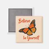 「自信じ身に」蝶カラフル マグネット (正面/裏面)