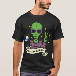 自信じ身のエイリアン宇宙 Tシャツ