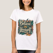 自信じ身のタイポグラフィTシャツ Tシャツ (正面)