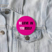 自信じ身のピンクのボタン 缶バッジ (インサイチュ)