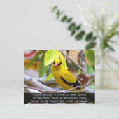 自信じ身の中で、黄色い鳥が枝に止まった ポストカード (スタンド正面)