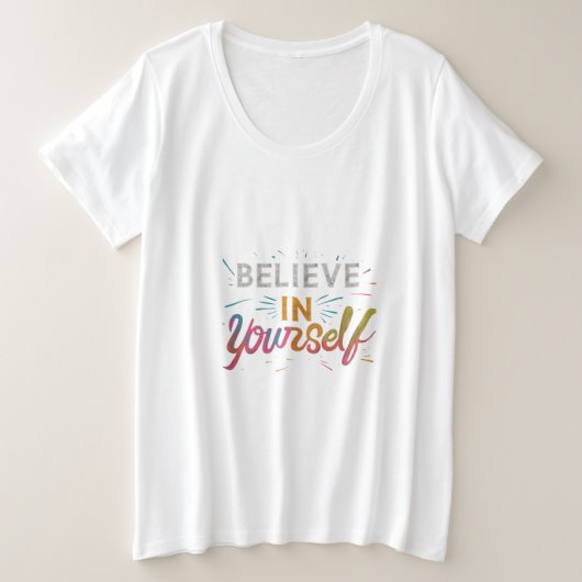 自信じ身の女子プラスサイズTシャツ プラスサイズTシャツ (デザイン正面)