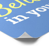 自信じ身の引用文やる気を起こさせるブルー ポスター (角)