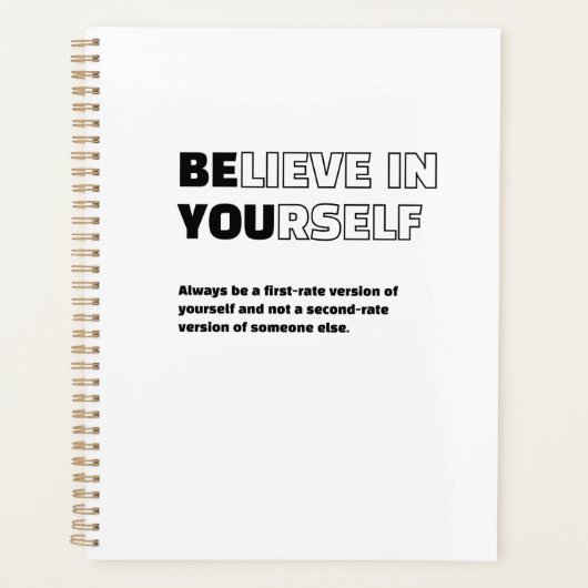 自信じ身の引用文やる気を起こさせるプランナー プランナー手帳 (正面)